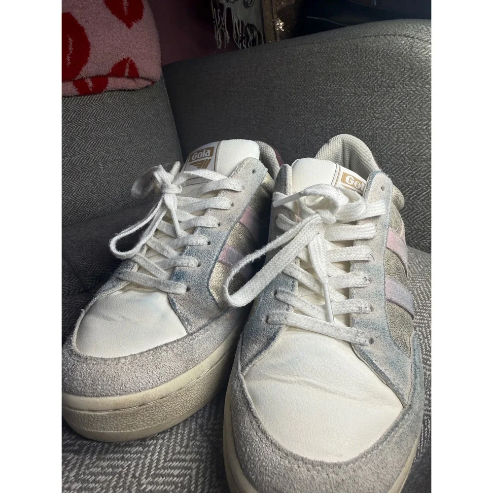 Gola Superslam Blaze Metallic Gold Pastel Sneakers CLB334 Womens 9.5 Low Top